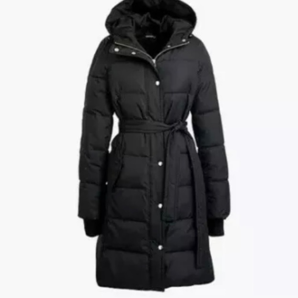 J.CREW XS Mercantile Long Black Puffer Coat